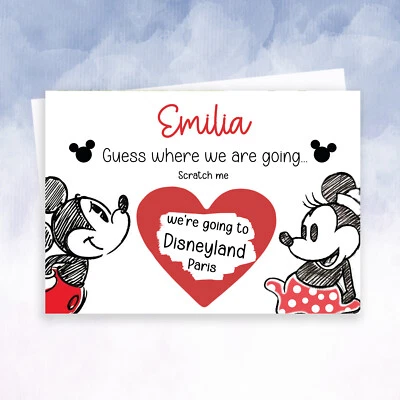 SQUIDGEMAKES Personalised we're going to Disney reveal scratch off card reveal mickey Minnie