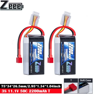 2x Zeee Short 11.1V 3S batteria lipo spina a T 2200mAh 50C for RC auto drone