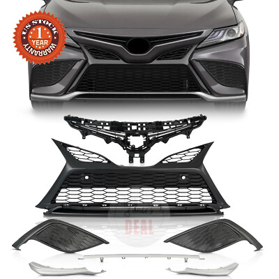 Front Grilles Trim Fog Light Bezels Set Fit 2021-2023 Toyota Camry SE XSE 7PCS