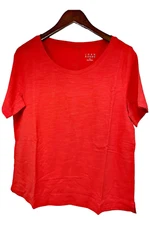 Joan Rivers Cotton Blend Knit Top with Back Button Detail Red