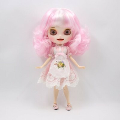12'' Factory blythe doll 1/6 bjd toy matte face coustom doll Short mix pink hair