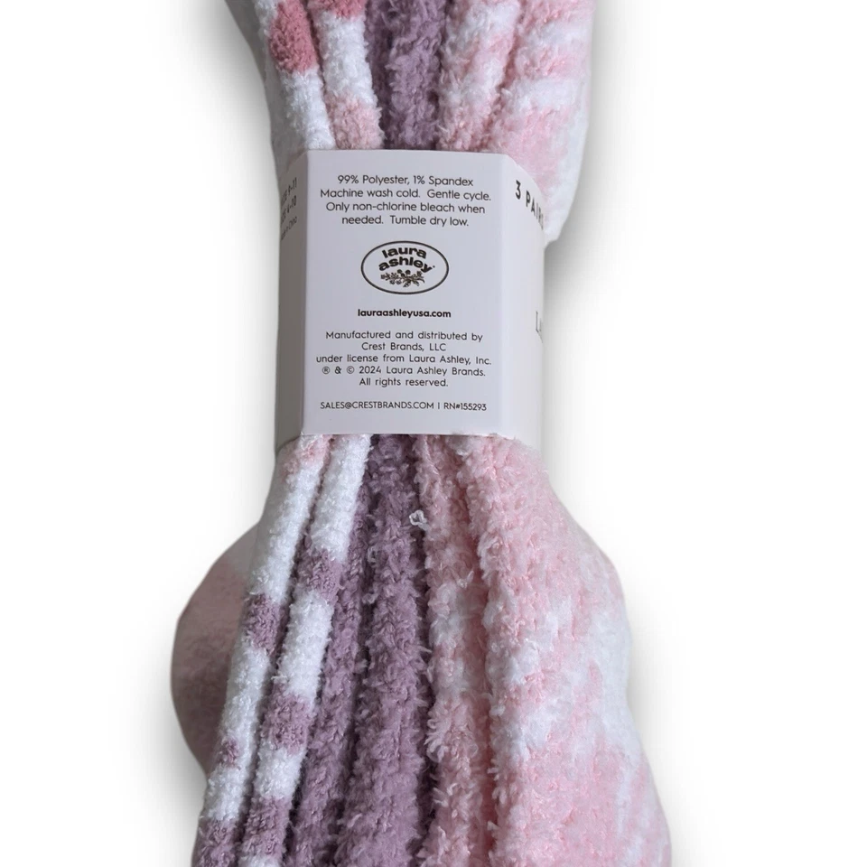 Calcetines Deportivos Laura Ashley 3 Pr Para Mujer Cálidos Corazones Difusos Blanco Rosa Talla 4-10 Foto 3 de 4