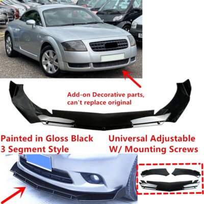 Add-on Universal Fit For 00-06 AUDI TT 8N Gloss Black Front Bumper