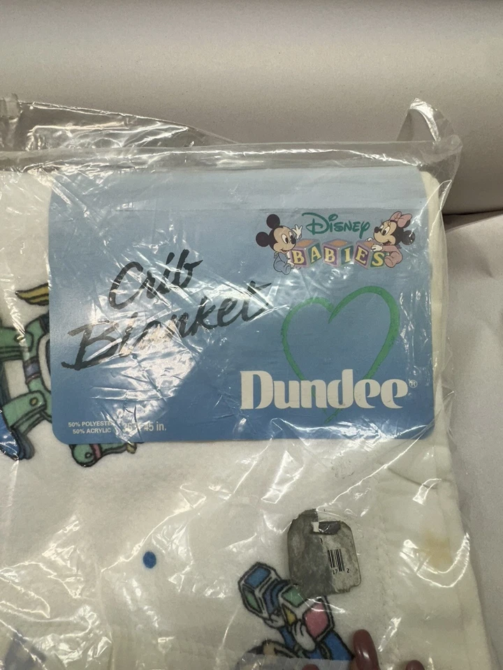 Cobertor de berço vintage Dundee Disney Babies Mickey Minnie Pluto. NOVO NO PACOTE - Imagem 2 de 4