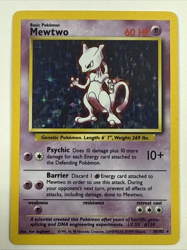 Mewtwo 10/102 Holo 1999 Pokemon Base Set Vintage WOTC