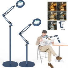 10X Magnifying Glass with LED Light Stand for Crafts - Blue