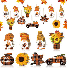 40 Pcs Fall Ornaments Fall Decorations for Tree Thanksgiving Wooden Gnome Hangin