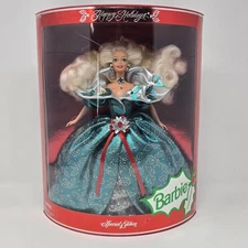 Vintage Barbie Happy Holidays Special Edition Doll 1995 Teal Gown In Box Mattel