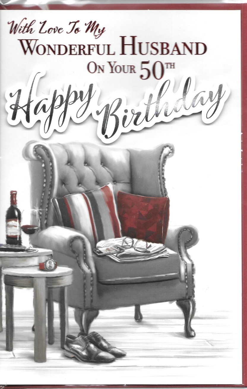 Husband 50th birthday card ~ quality card with paper insert