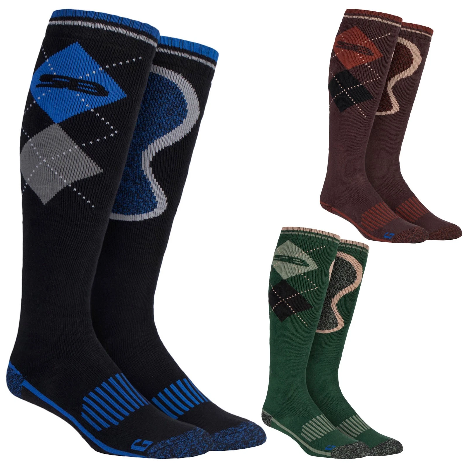 Storm Bloc - Mens Extra Long Knee High Cotton Argyle Walking Work Boot Socks