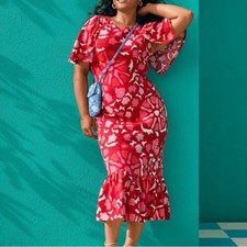 RHODE x Target Zinnia Floral 55% Linen Midi Dress Size 17 Bloomcore Valentine