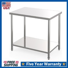 60"x24" Stainless Steel Prep Table, 2-Tier Heavy Duty Kitchen Work Table Utility