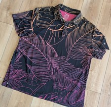Birdie Bound Stretch Polo Shirt Tropical Palm Black Pink Orange NEW Men's 3XL