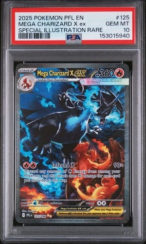 2025 POKEMON PFL EN-PHANTASMAL FLAMES #125 MEGA CHARIZARD X EX PSA 10