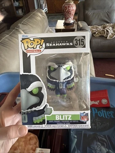NIB Funko Pop Seattle Seahawks 315 Blitz NFL Has NFL Logo Sticker