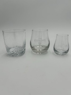 3 Different THE GLENLIVET Scotch Whiskey Rocks Glasses H