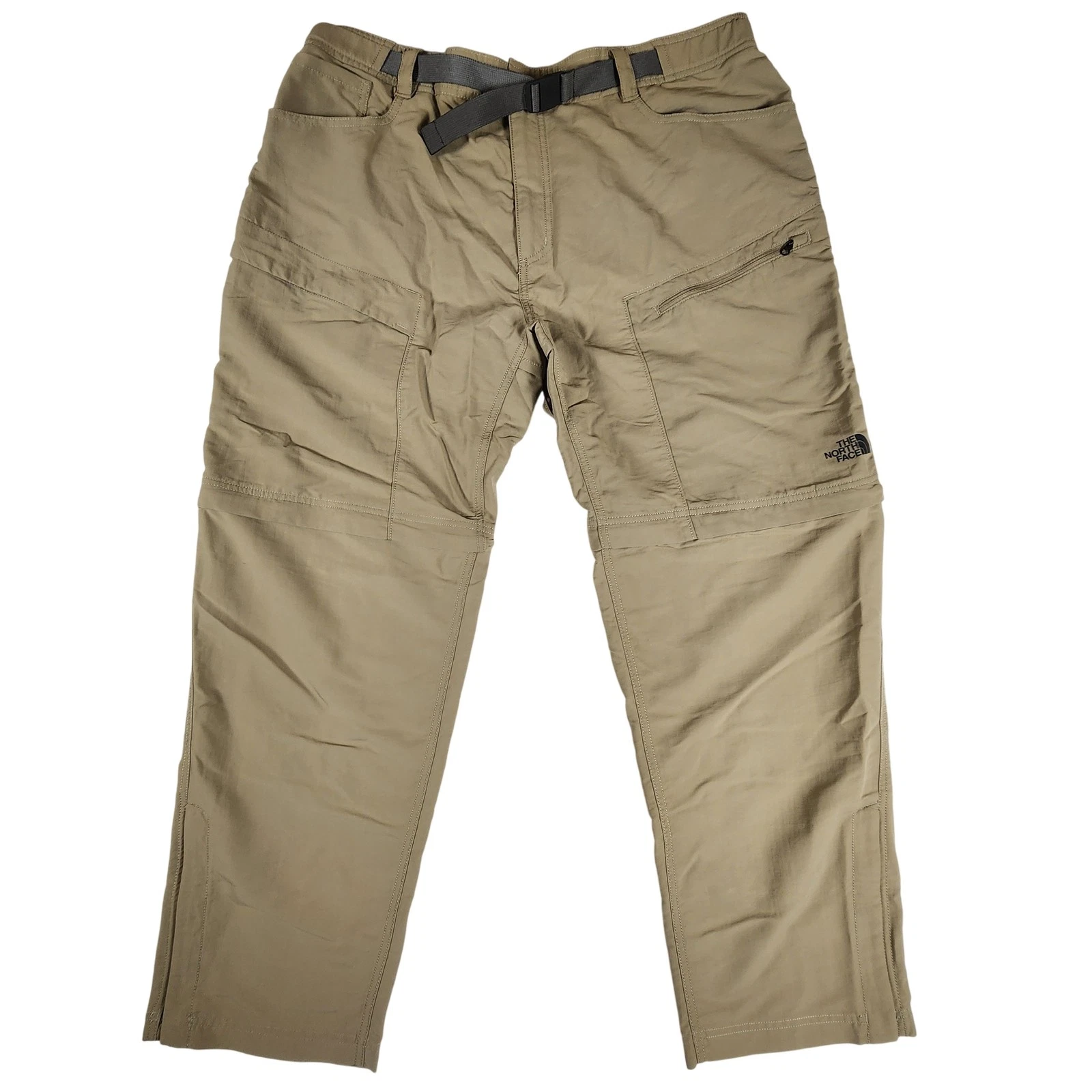 North Face Convertible Pants Mens XL Khaki Nylon Hiking Outdoor Zip Off Shorts