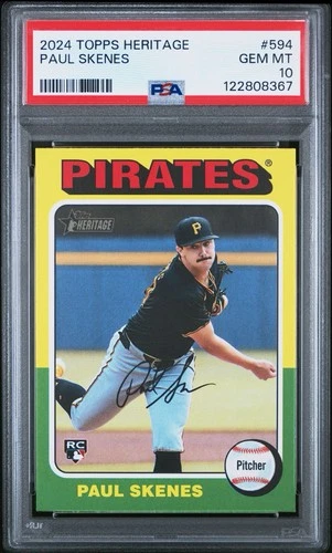 PSA 10 2024 Topps Heritage Paul Skenes RC Pittsburgh Pirates #594 GEM MINT