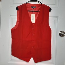 JEMITOP Vest Men Red Classic Slim Fit Formal Wedding Prom Tuxedo Suit Size M