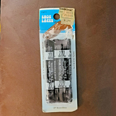 Vintage Hickory Industries Shoe Laces Brown #411 27 Inch 5-6 Eyelets NEW