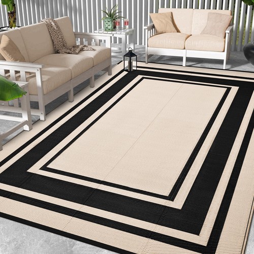 Outdoor Rug 5x8 Ft Waterproof Plastic Straw Rugs for Patio,RV,Beach,Camping, ...