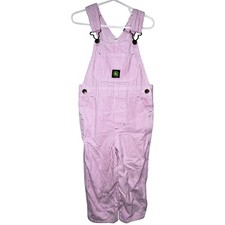 John Deere Hickory Pink White Stripe Overalls Toddler Kids Farm Work Style 4T