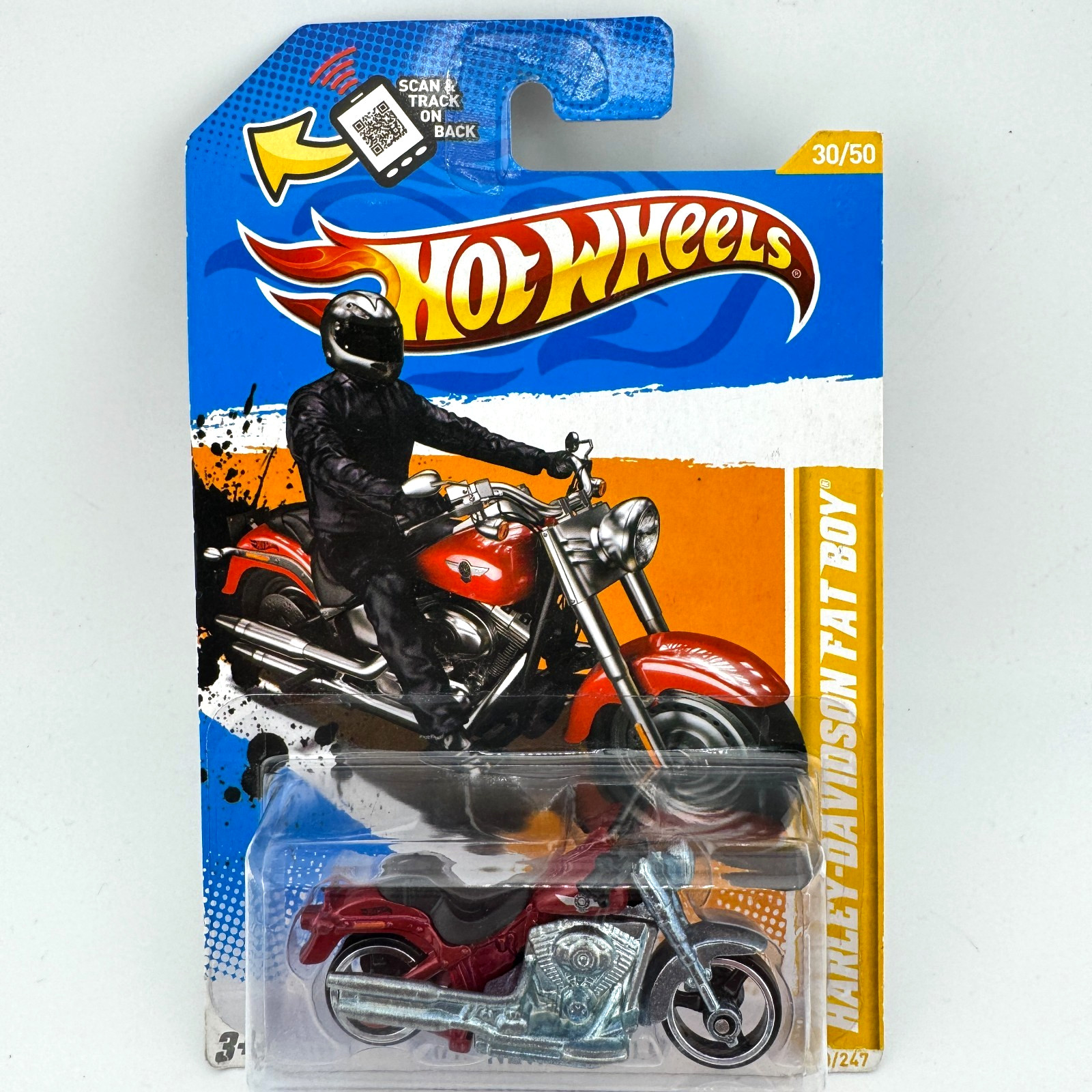 Hot Wheels Harley Davidson Fat Boy Motorcycle Red 2012 New Model #30/247