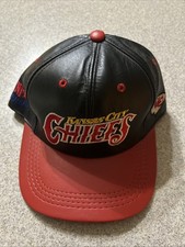 Vintage Kansas City Chiefs Leather Hat Black/Red