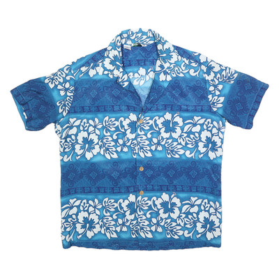 TEN2ONE Hawaiihemd Herren Blau M Blumenmuster Kurzarm Sommer