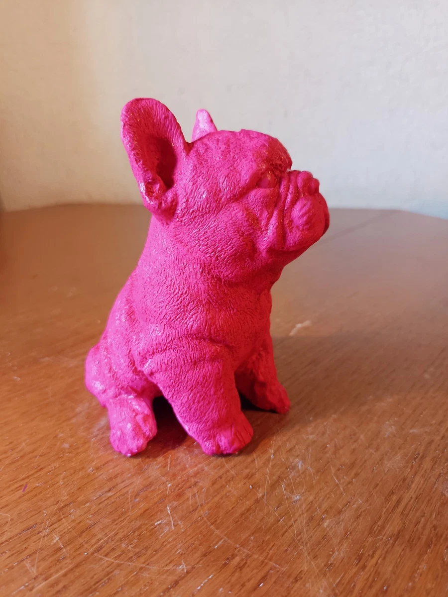 Französische Bulldogge Figur.French Bulldog Handarbeit.Aus Alabaster Gibs