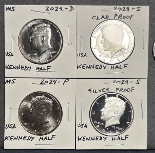 2024 P D S S Silver & Clad Proof Kennedy Half Dollar PDSS 4 Coin Set
