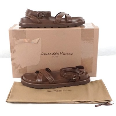 Gianvito Rossi Lianne Open Toe Nappa Leather Sandal In Brown Women's IT 38