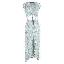 Reformation Floral Printed Cutout Maxi Dress in Blue Viscose