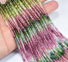 Top Quality Natural Multi Tourmaline Smooth Rondelle Gemstone Beads 3mm 13 Inch