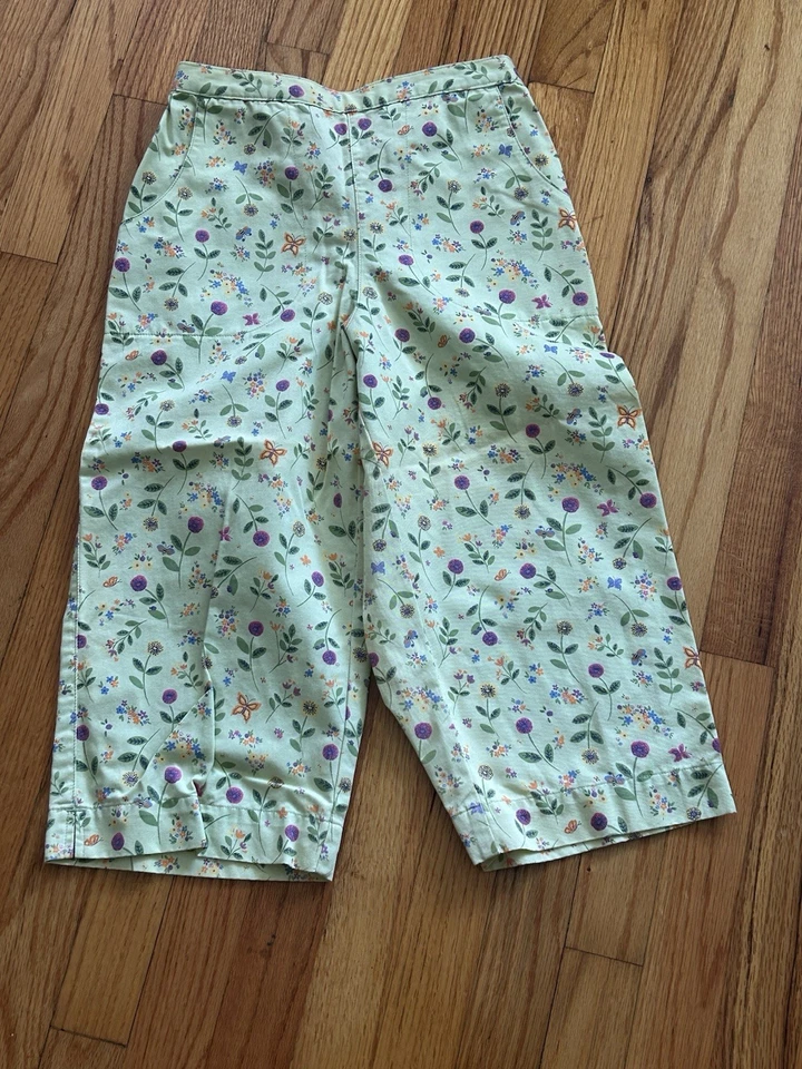 LL Bean девочек sz 12 приключение капри брюки цветочный светло-зеленый - Изображение 4 из 4