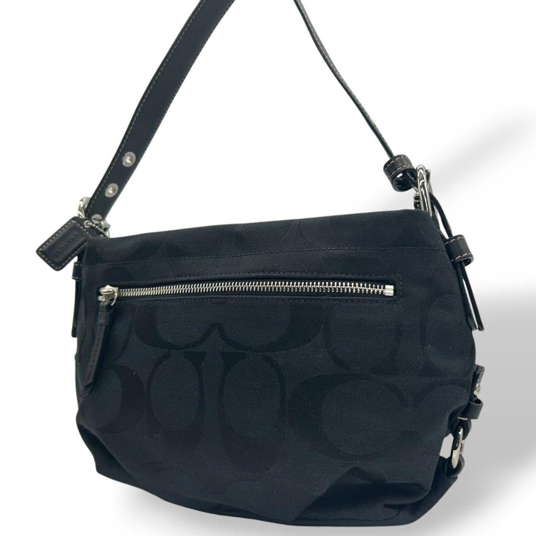 Coach Black Signature Canvas Shoulder Bag Authentic Pre-Owned