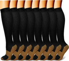 Copper Compression Socks (8 Pairs) 15-20 Mmhg Is BEST Graduated Athletic & Daily