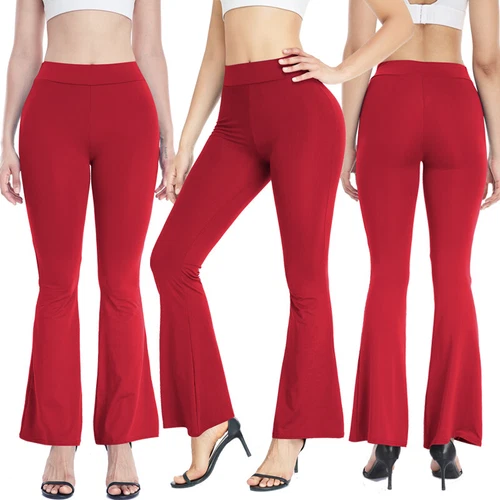Pantaloni da yoga da donna svasati gambe stretch fondo campana rialzata salotto colori solidi - Foto 6 di 10
