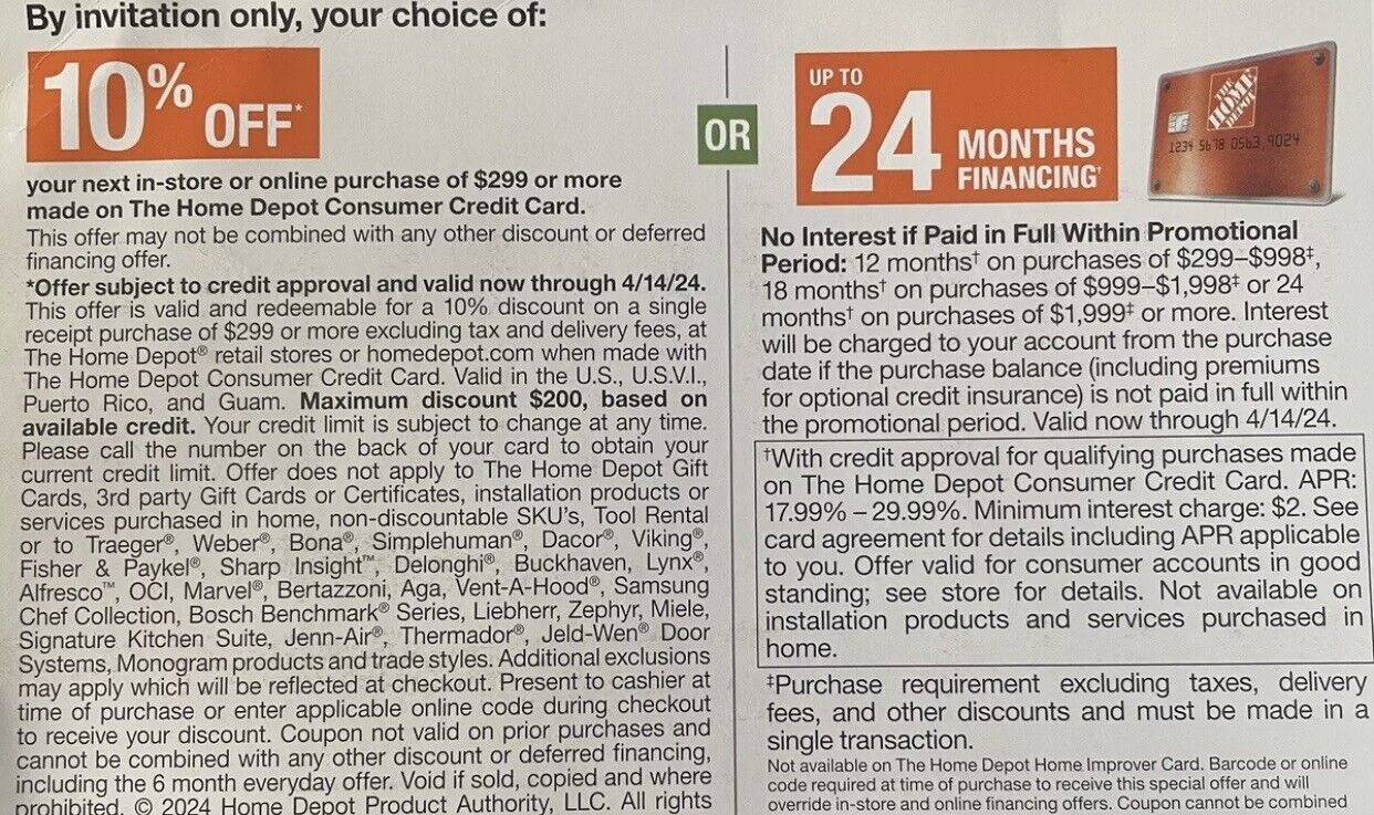 Home Depot 10% off Online or In-Store (exp 04/14/24)