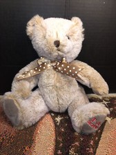 VGUC-11  FAO Schwarz Brown Teddy Bear Polka Dot Bow Plush