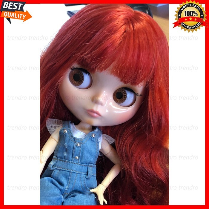 Blythe Doll Red Hair Joint Body from Factory Shiny Face 1/6