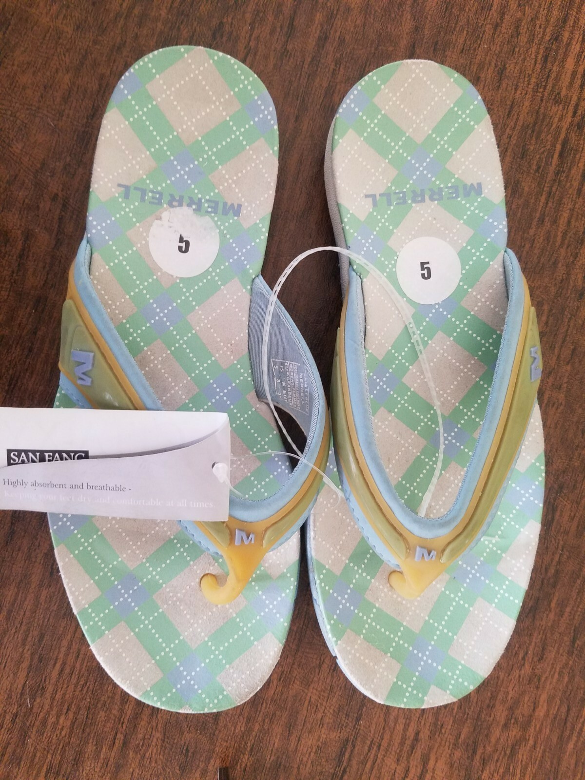 NUOVI sandali infradito Merrell donna giovane 5 verde blu slip on sportivi