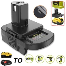 USB Battery Adapter For Dewalt 20V Milwaukee 18V Convert to Ryobi 18V One+ Tool