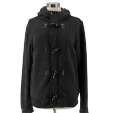 Roots Canada Hooded Duffle Coat Grey Wool-blend Two-way Full Zip Women's Medium