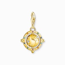 THOMAS SABO Charm Anhänger Weltkugel 925 Silber vergoldet Steine bunt 1923-488-7