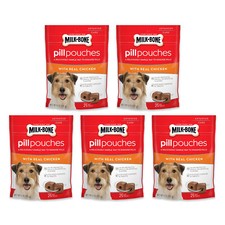 Pack of 5 Milk-Bone Pill Pouches with Real Chicken Dog Treats, 6 oz