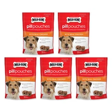 (Pack of 5) Milk-Bone Pill Pouches with Real Chicken Dog Treats, 6 oz