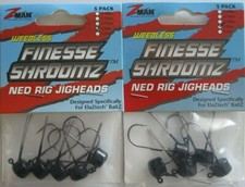 2 - ZMAN FINESSE SHROOMZ Weedless Ned Rig Jigheads - 5/Pk - 1/6 oz. & 1/5 oz.