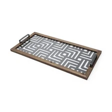 32 Gray Metal Indoor Outdoor Tray With Handles