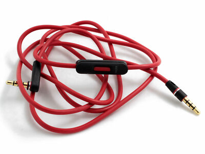 Red Audio Cable Wire 3.5mm L Cord for Beats by Dr Dre Headphones Aux and Mic 